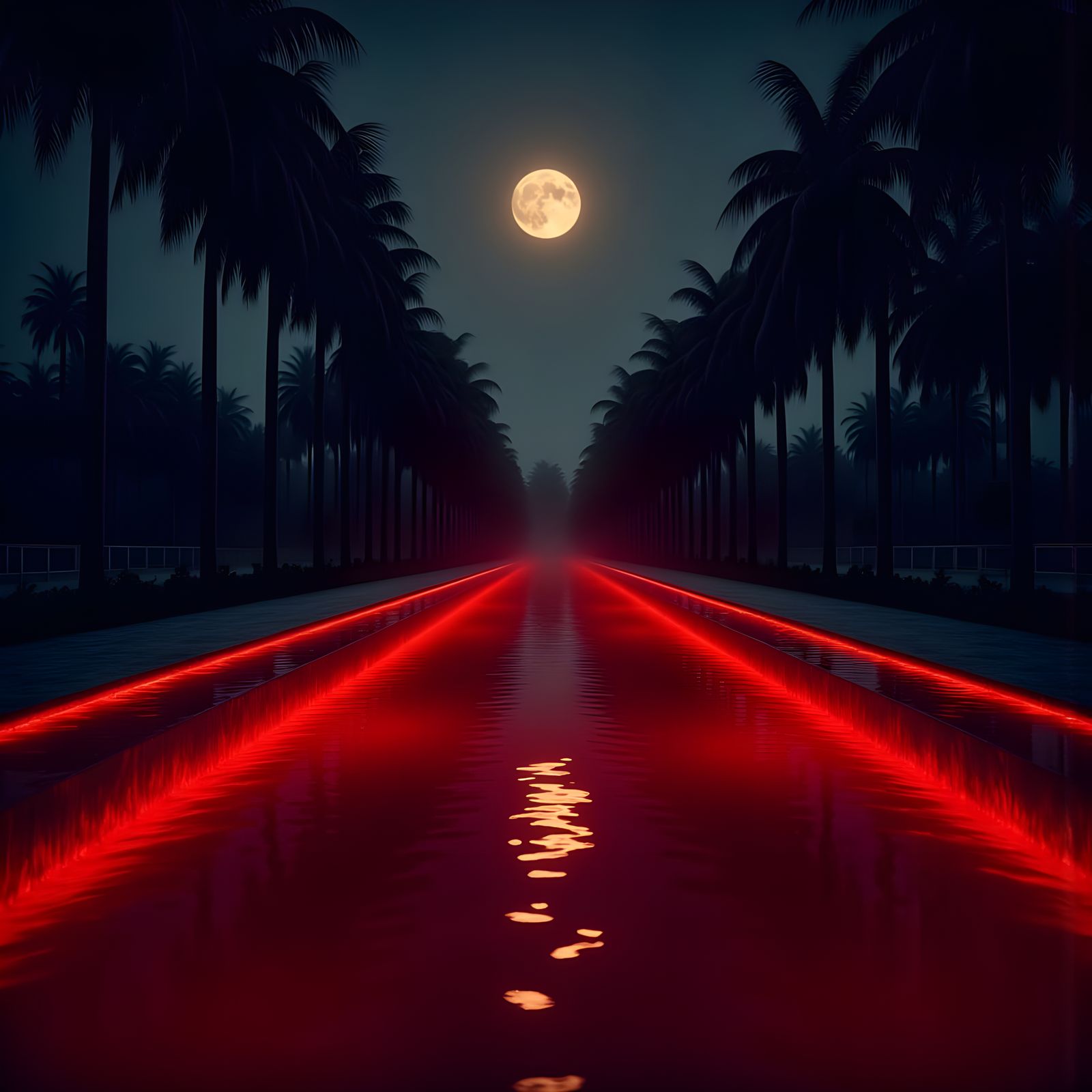 Blood Moon Pool Under Dark Skies