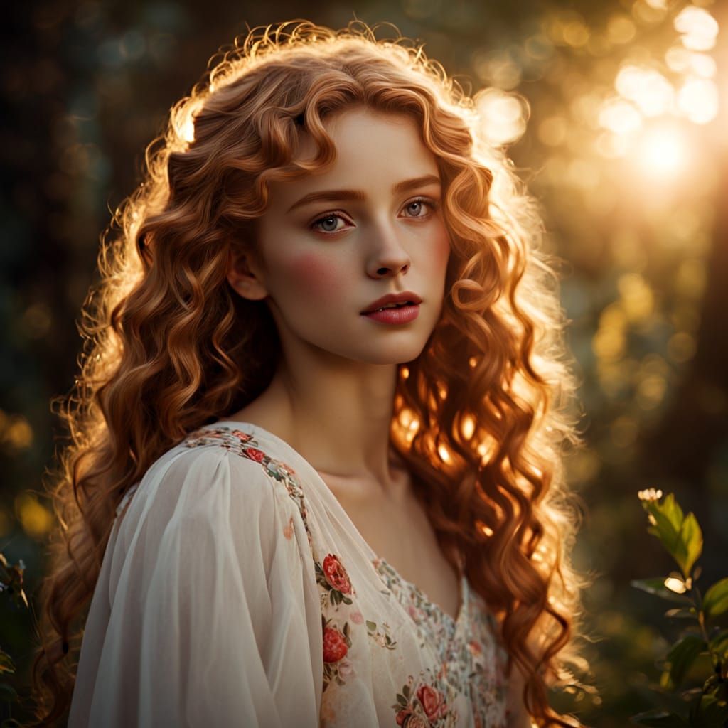 Confident Israeli Fantasy Heroine Illuminated by Golden Ligh...