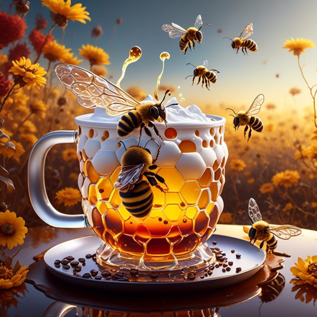 Crystallized Honey Coffee Mug with Bee Steam