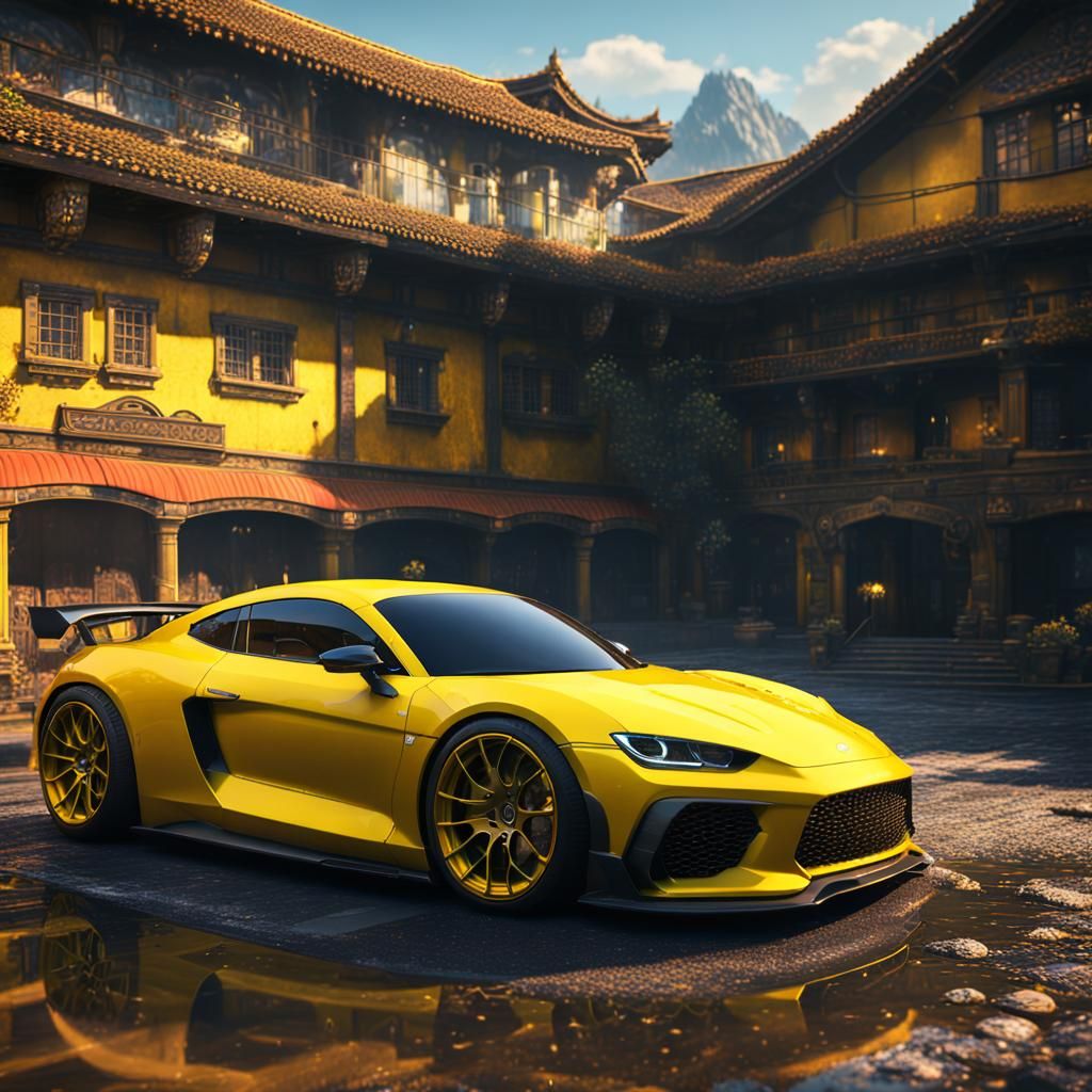Bright Yellow Sports Car Concept Art