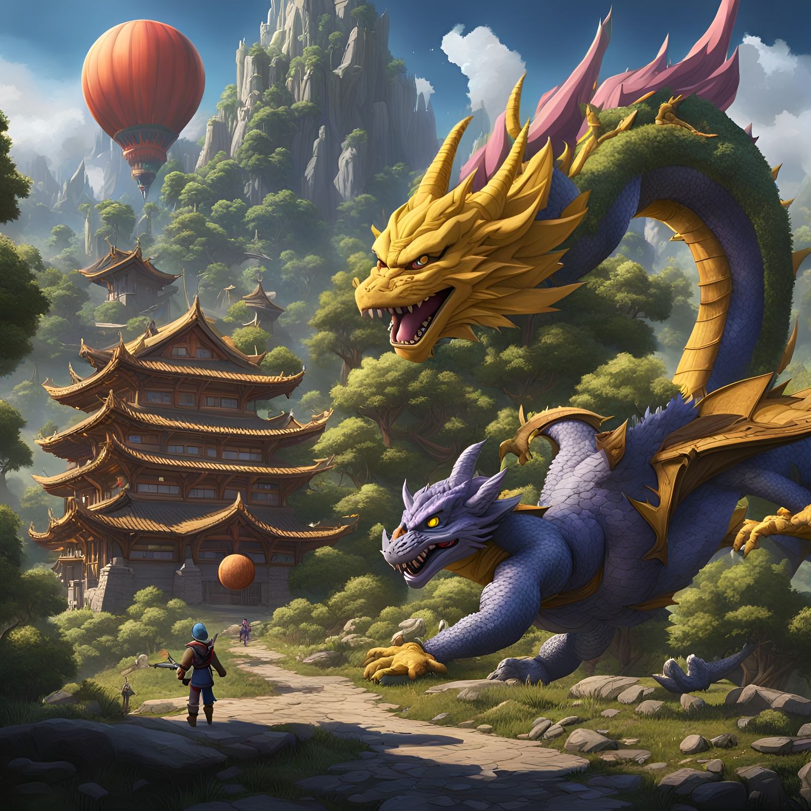Fantasy Town with Dragons, Furries and Pokemon