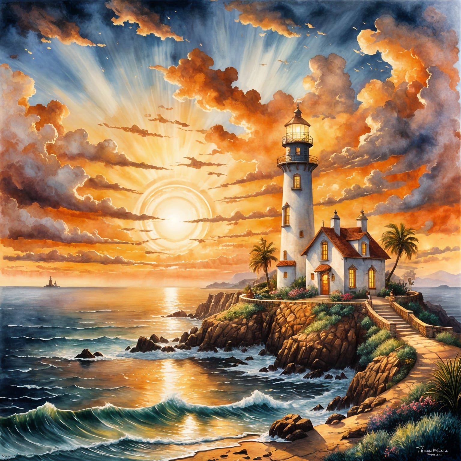 Surreal Lighthouse in Spanish Colonial Style