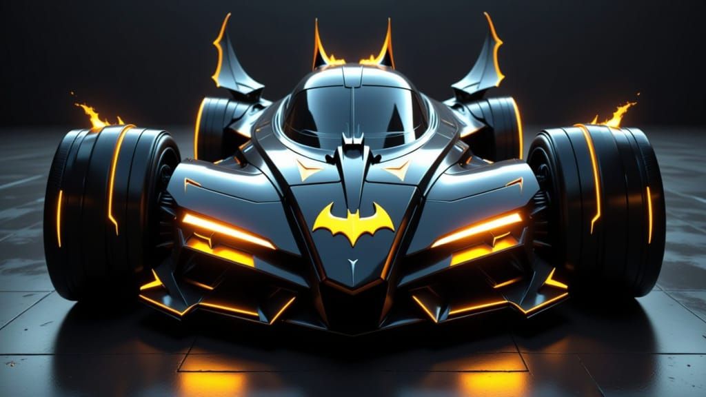 Futuristic Steampunk Batmobile with Neon Accents
