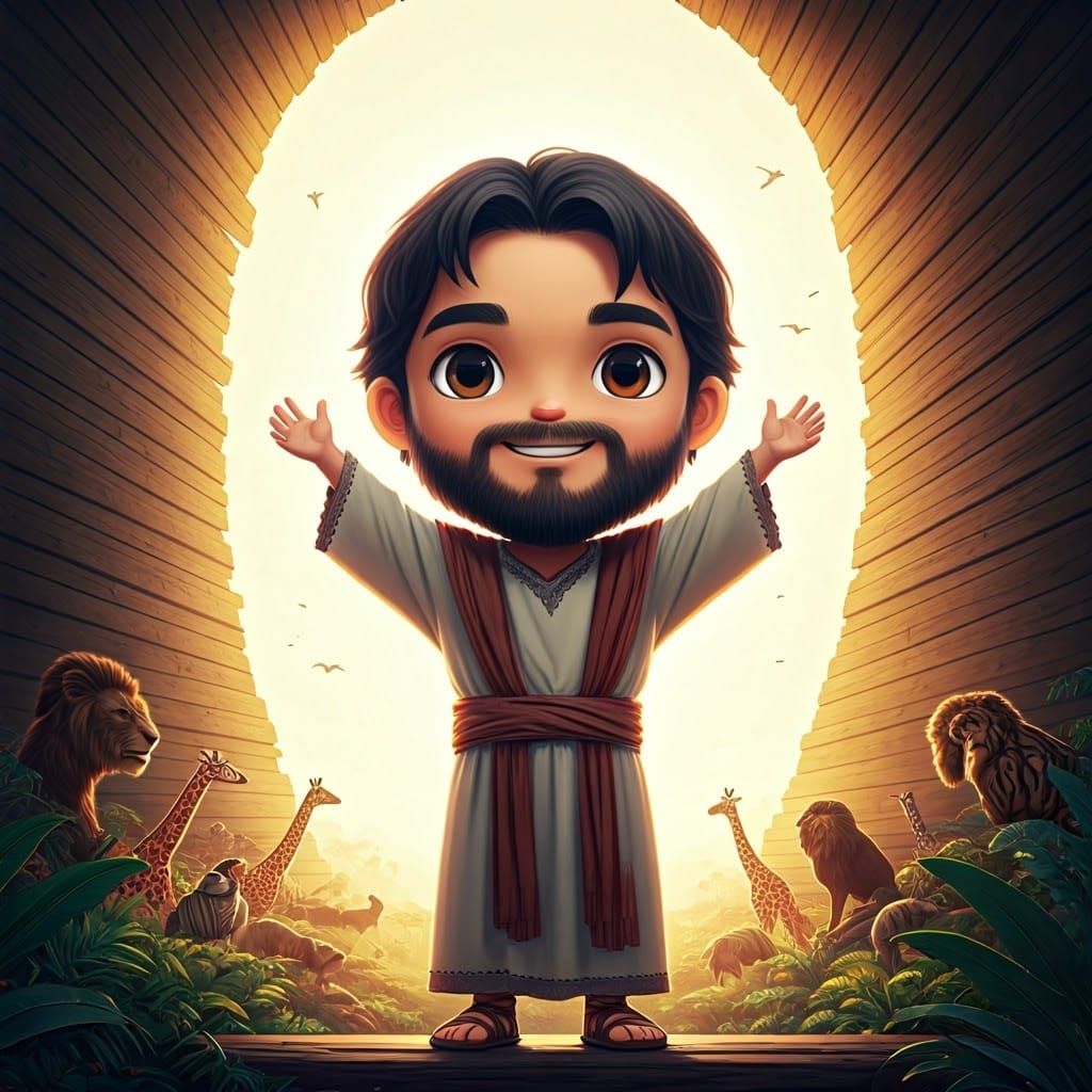 Chibi Noah's Ark in Photorealistic 3D Anime Style