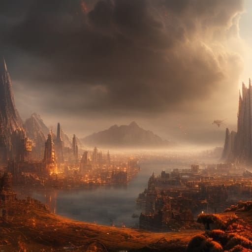Epic End of World Cinematic Fantasy Landscape