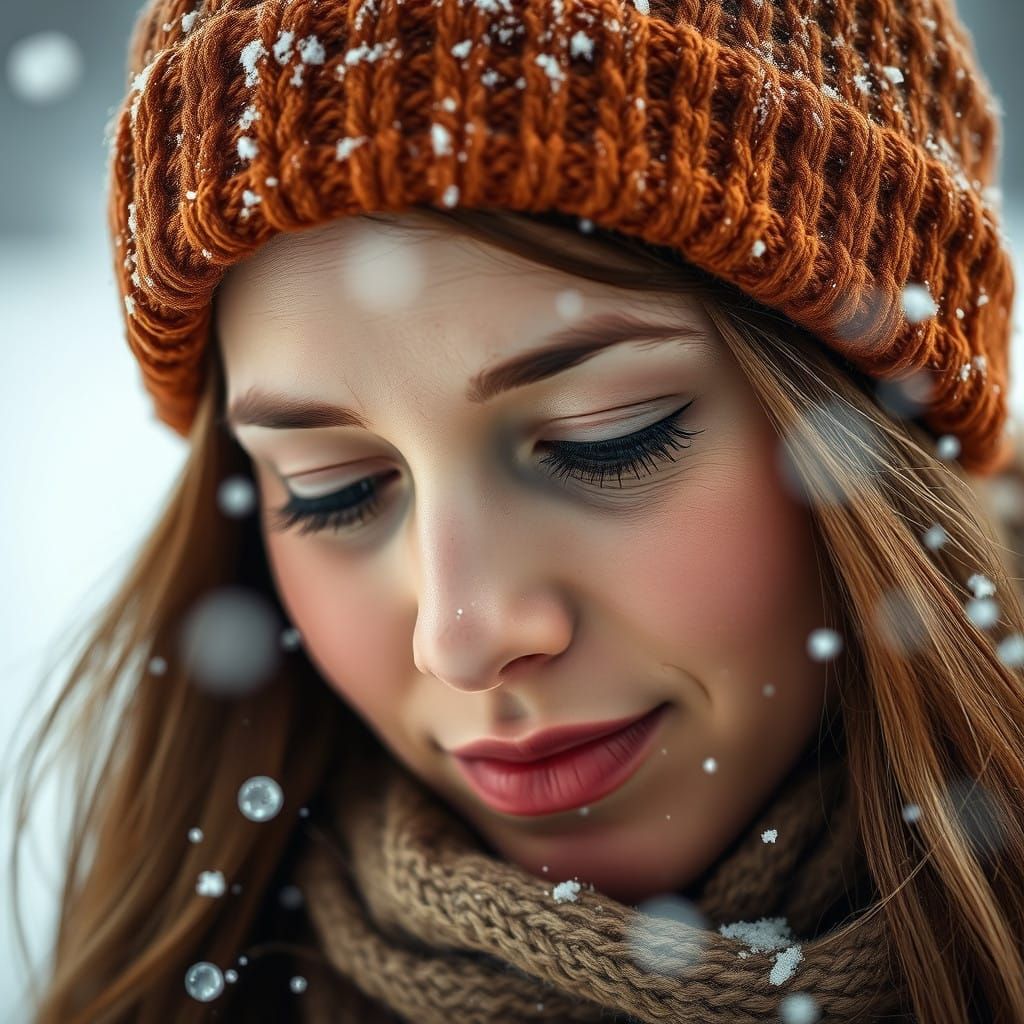 Serene Winter Portrait in Earthy Tones