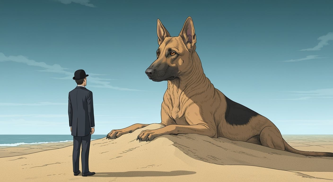 Surreal Man Discovers Giant Dog Sphinx on Belgian Coast