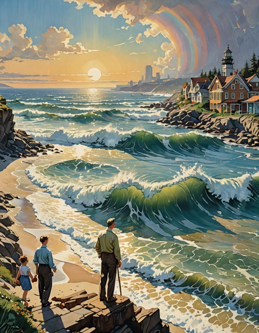 Ocean Waves Shore Impressionistic Seascape