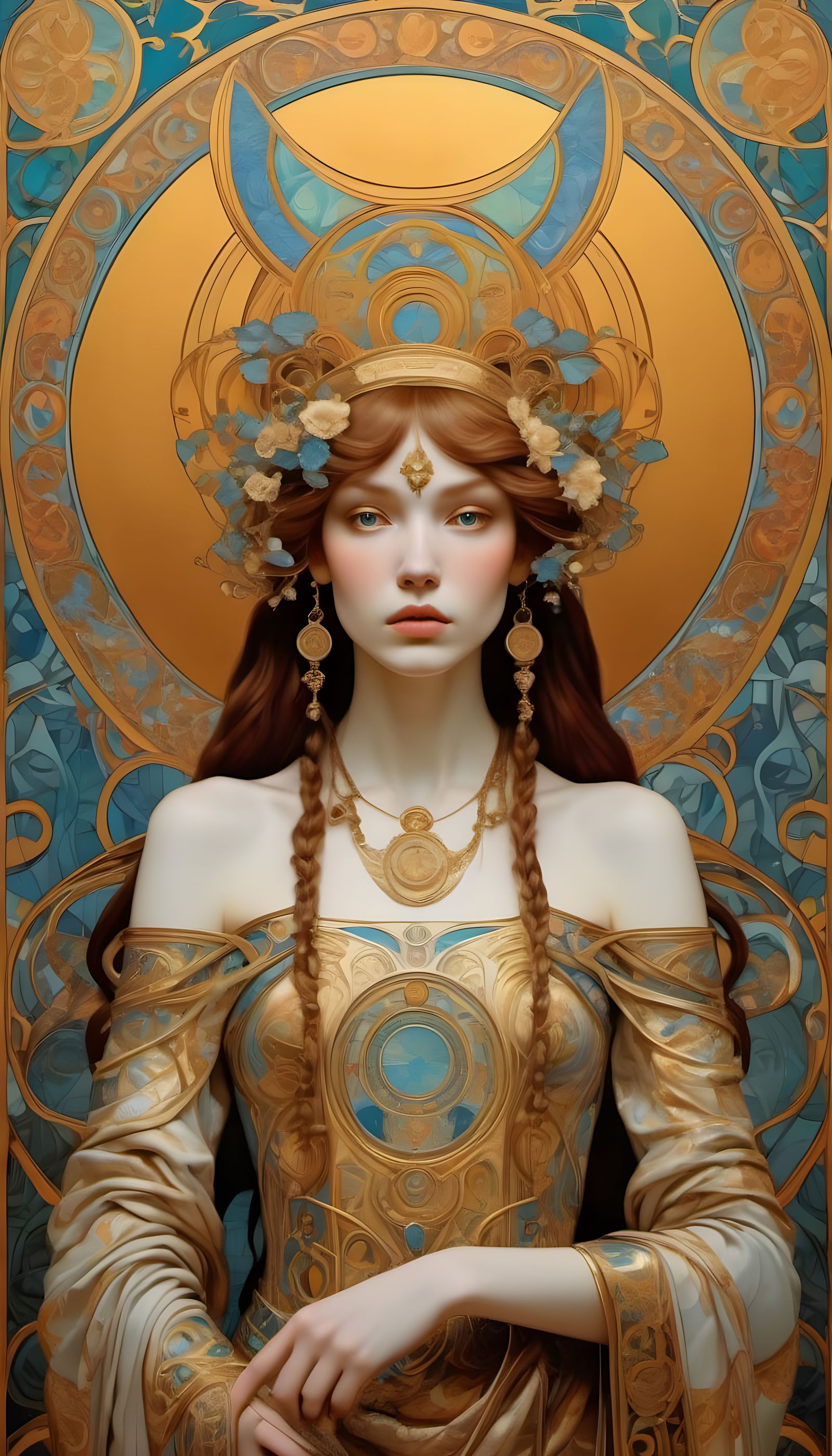 Surreal Goddess in Byzantine Art Nouveau Style
