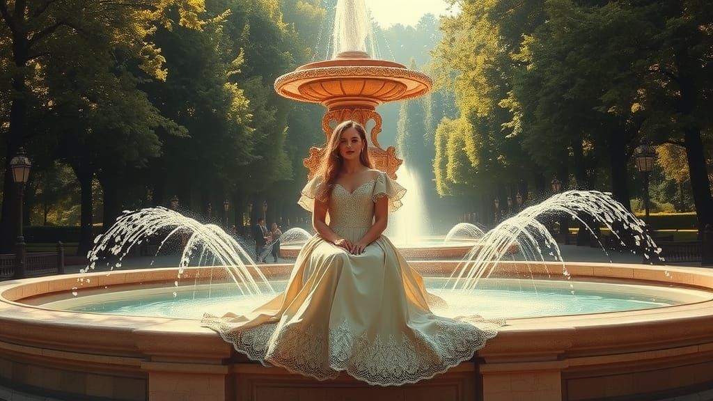 Regal Lady on a Majestic Fountain in Forest Park