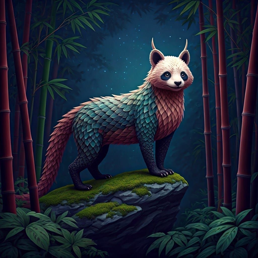 Fictional Creatures Challenge: Panda x Lion + Pangolin