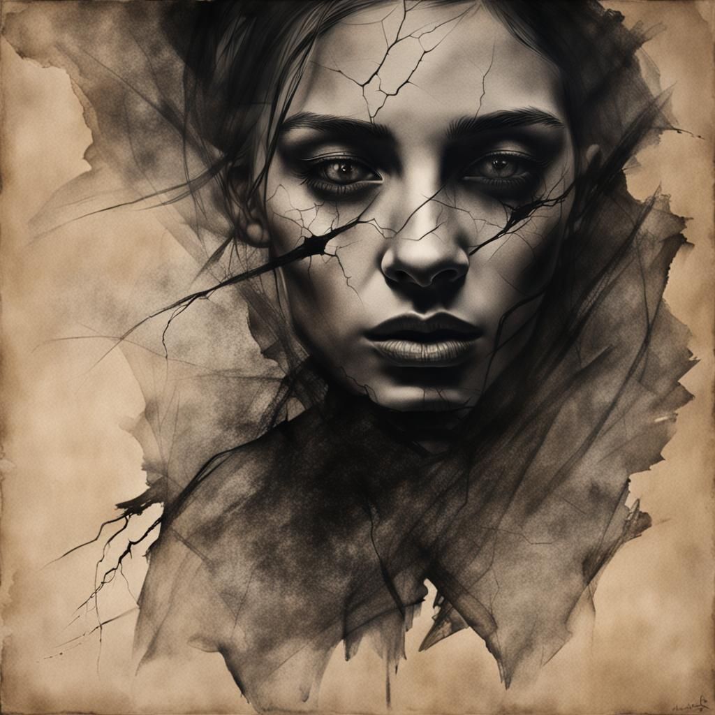 Moody Charcoal Portrait of a Model in Shadows