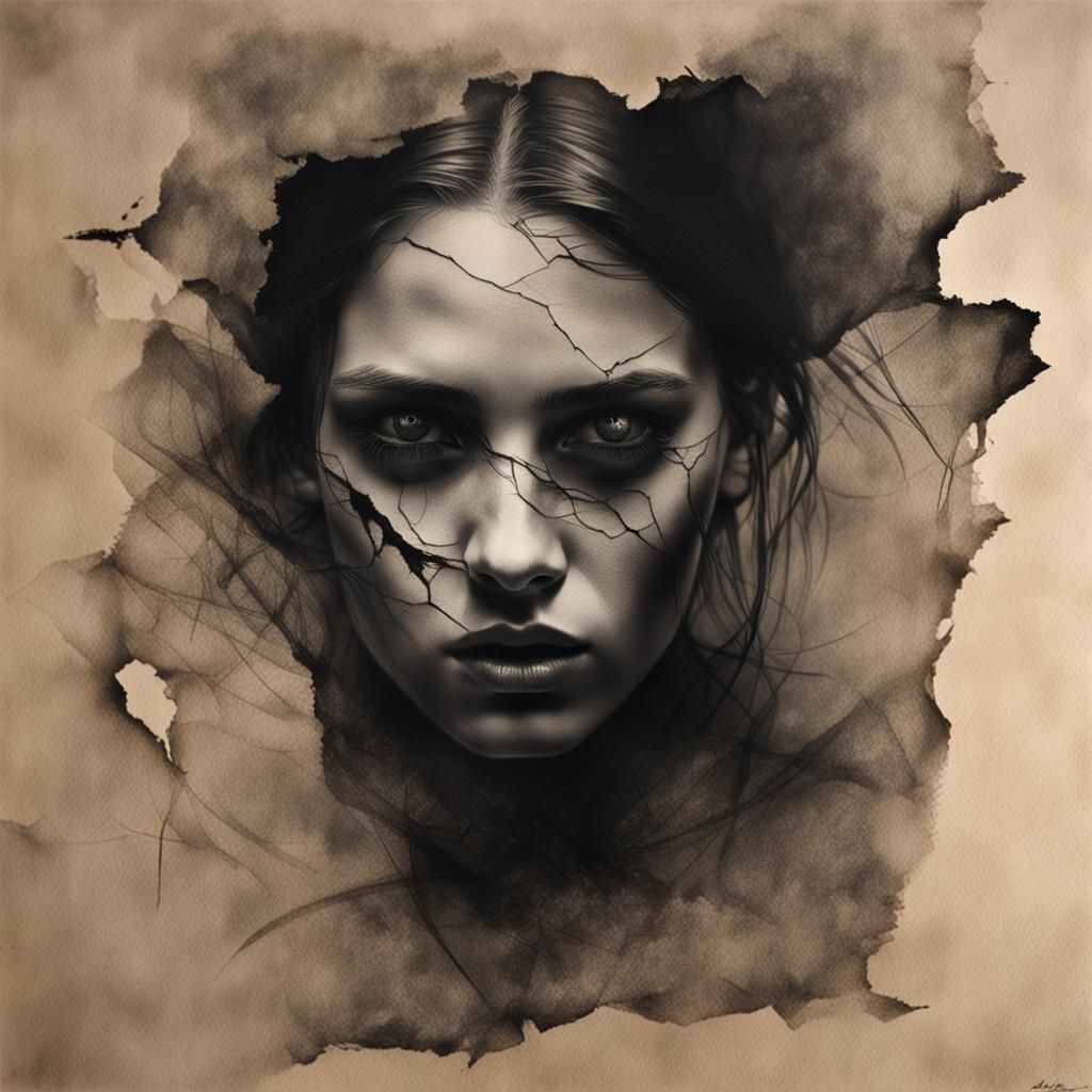 Moody Charcoal Portrait of a Beautiful Model