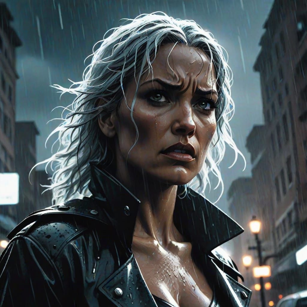 Storm in Frank Miller Comic Book Style