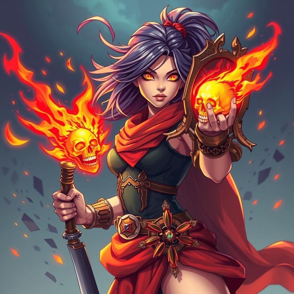 Valiant Woman Warrior with Magic Mirror Wand