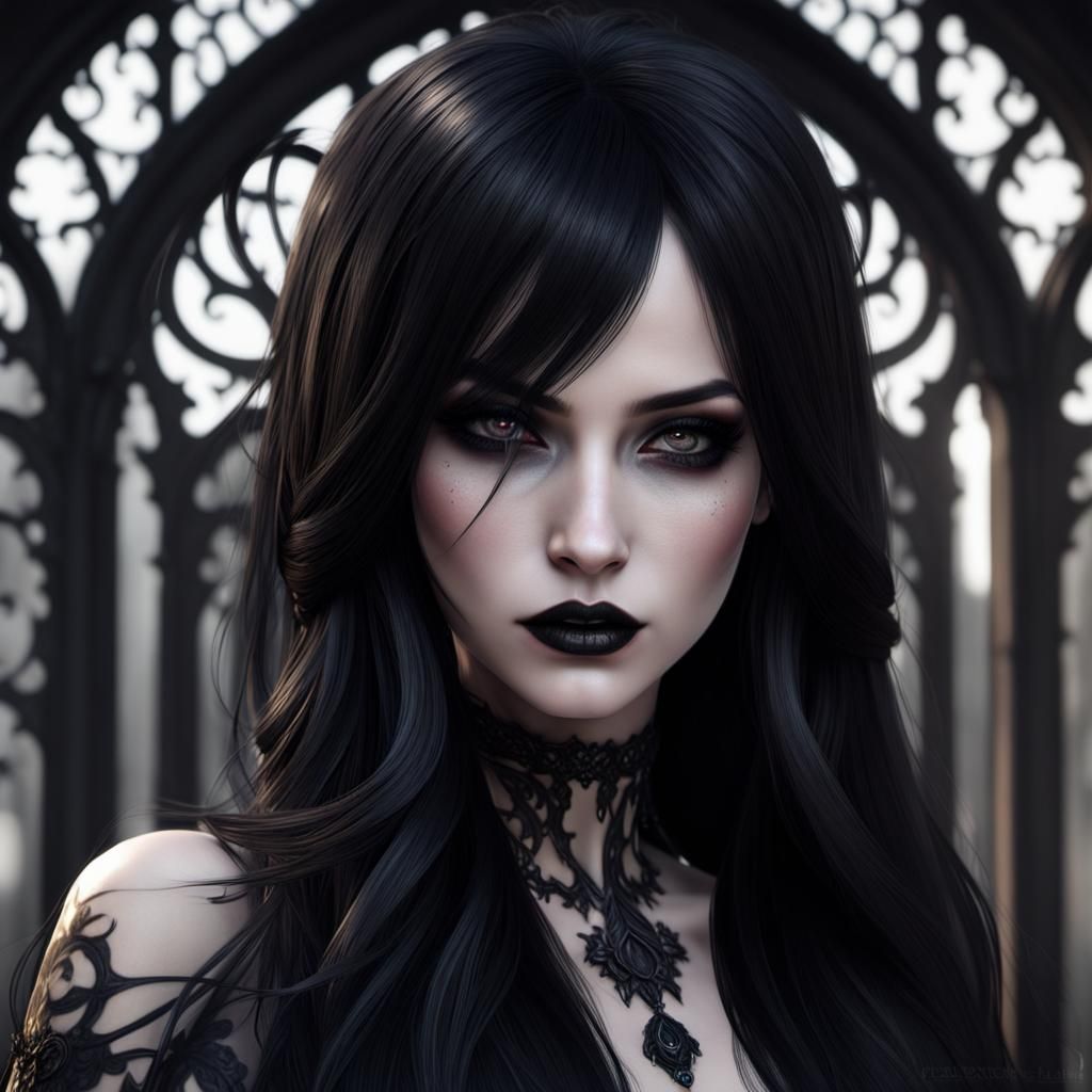 Gothic Beauty with Hyperdetailed Makeup