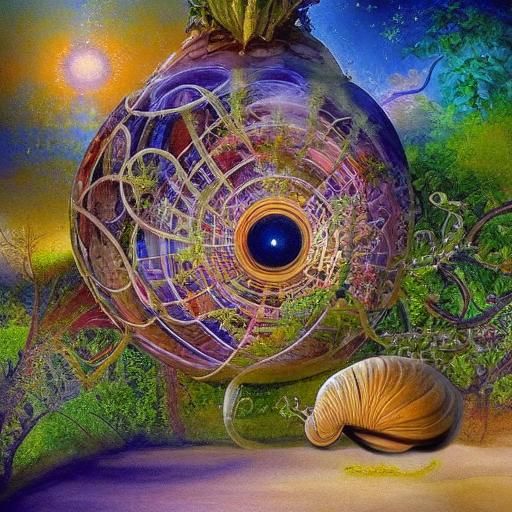 Fairy and Fractal Eco-Home in Gouache Style