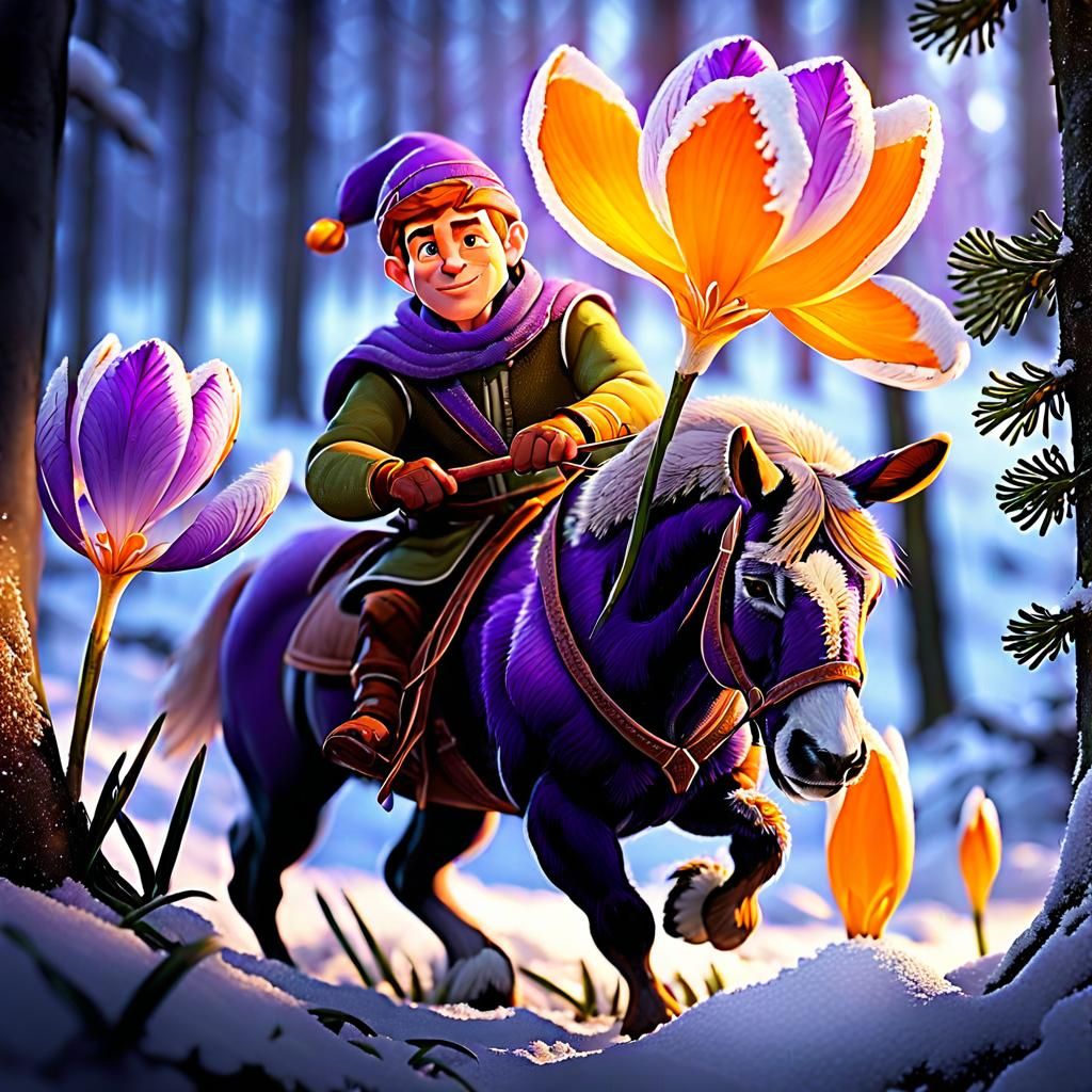 He-Man and Battle Cat in 80s Fantasy Landscape