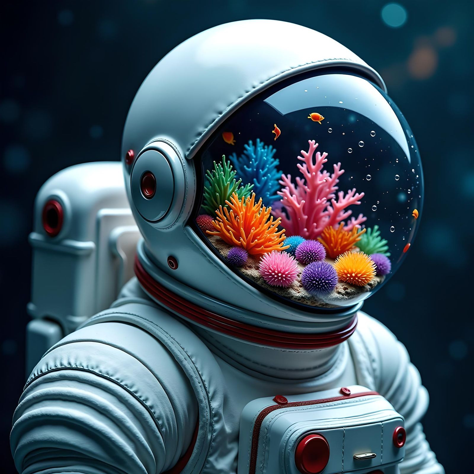 Astronaut Helmet Reveals Underwater Coral Reef