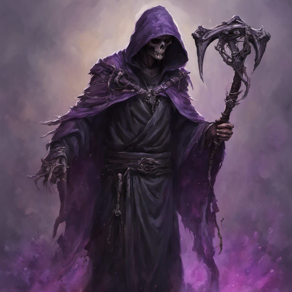 Fantasy Priest with Scythe in Dramatic Lighting