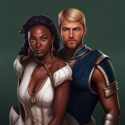 Medieval Couple Portrait in Digital Art Style
