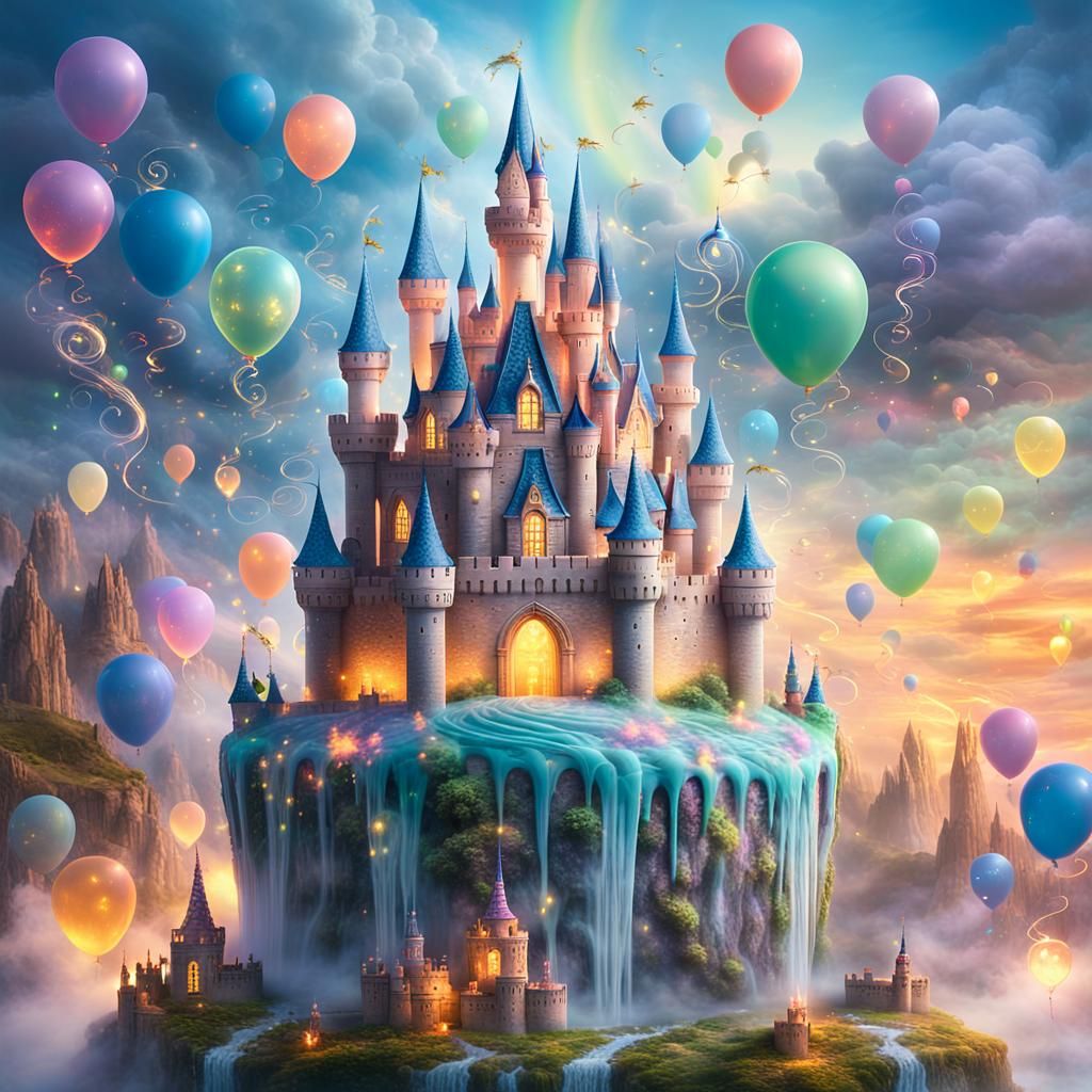 Fantasy Castle Birthday Cake in Ethereal Mist