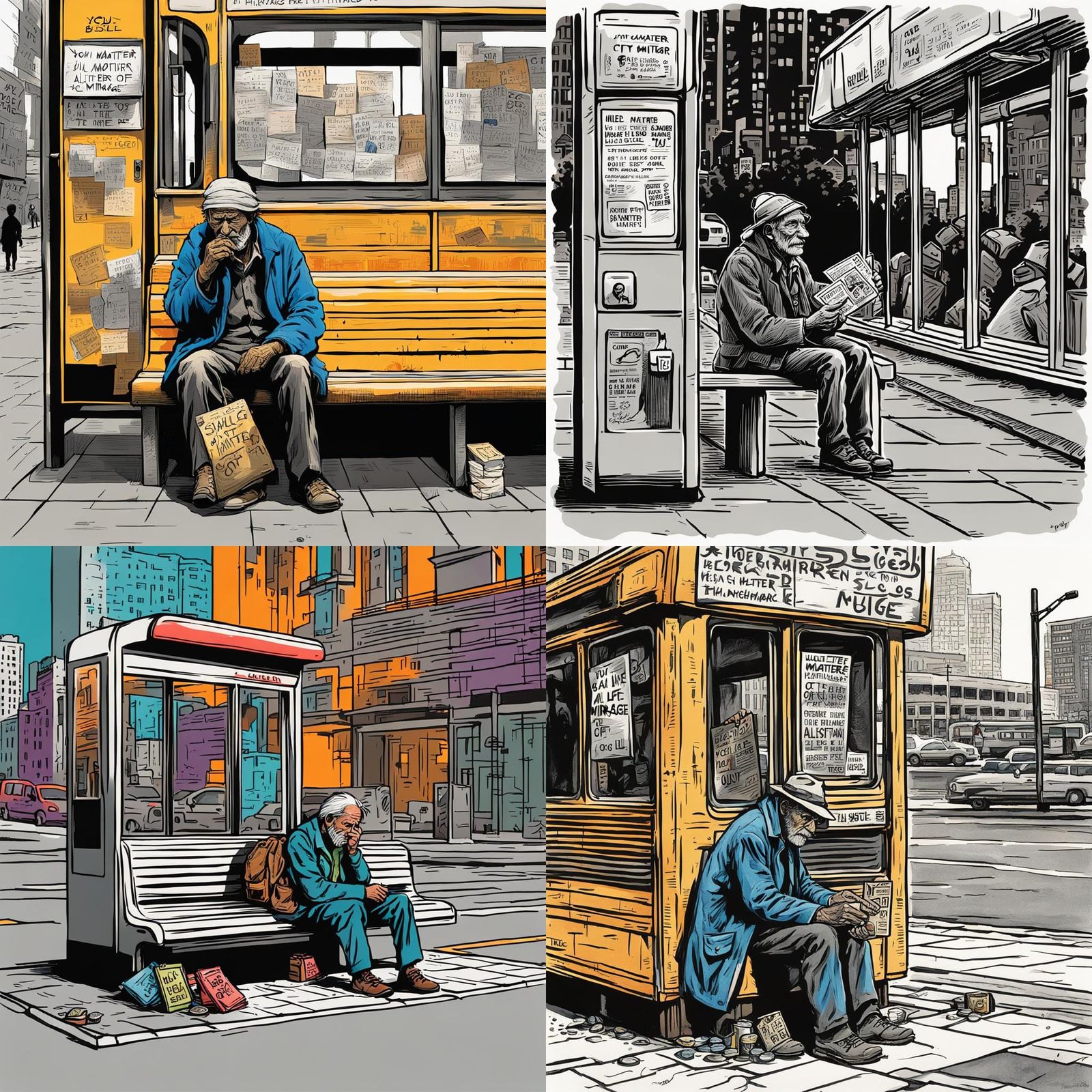 Hyperrealistic Image of Beggar Holding 'You Matter' Sign