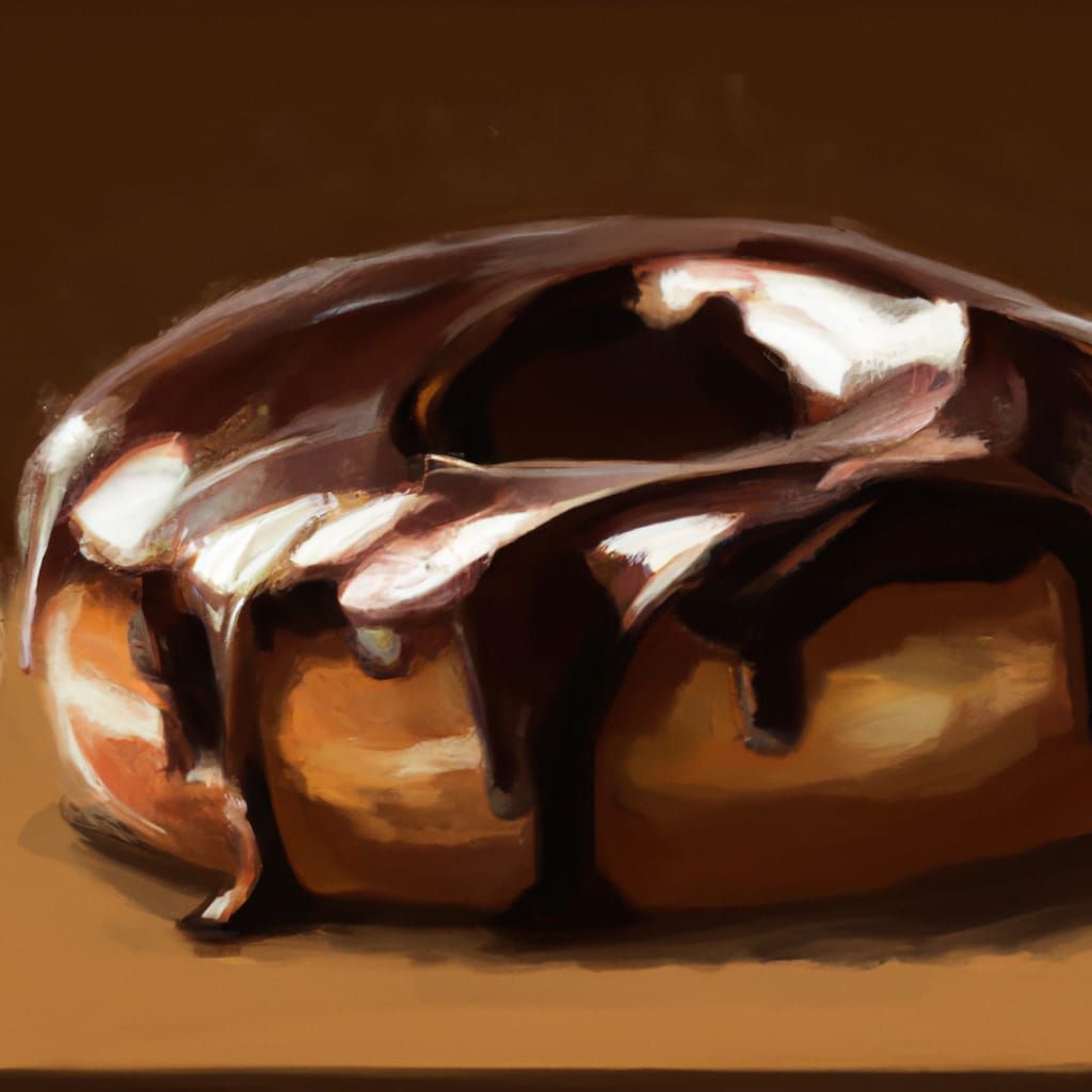 Chocolate Doughnut in Oil Painting Style