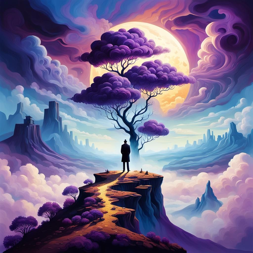 Surreal Dreamscape: Misty Landscape in Vivid Colors