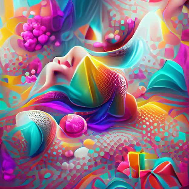 Psychedelic Dreamscape in Kinetic Pointillism