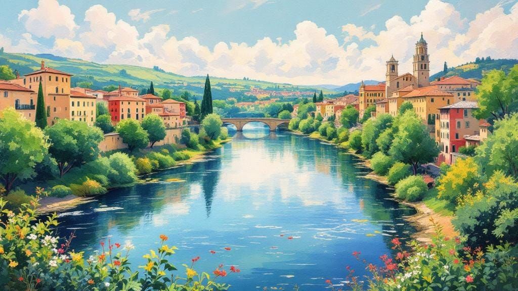 Avignon Summer Landscape in Impressionist Style