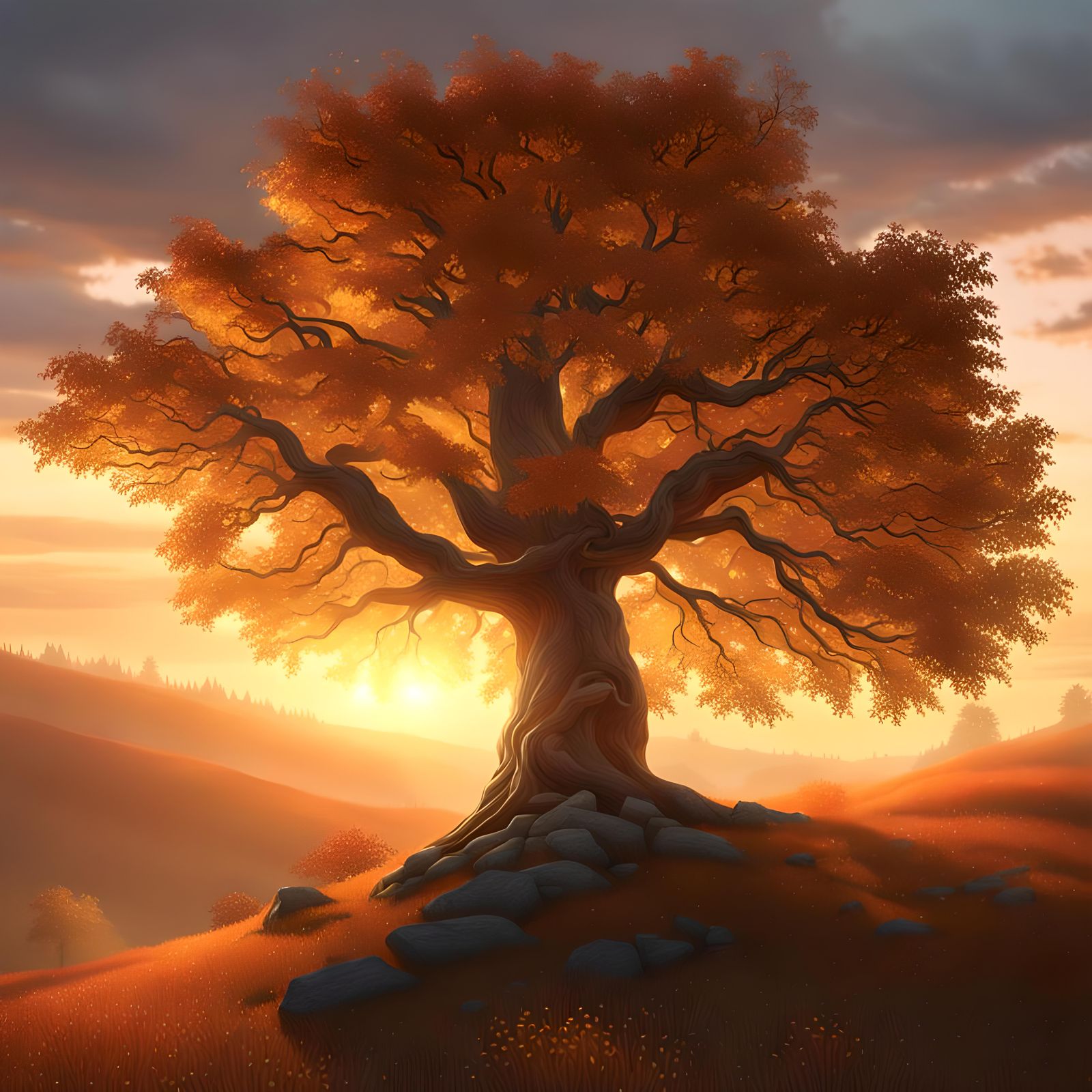 Amber Dawn Illuminates Magical Elder Alder Tree