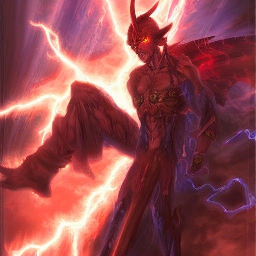 Anime Demon Lord with Lightning Background