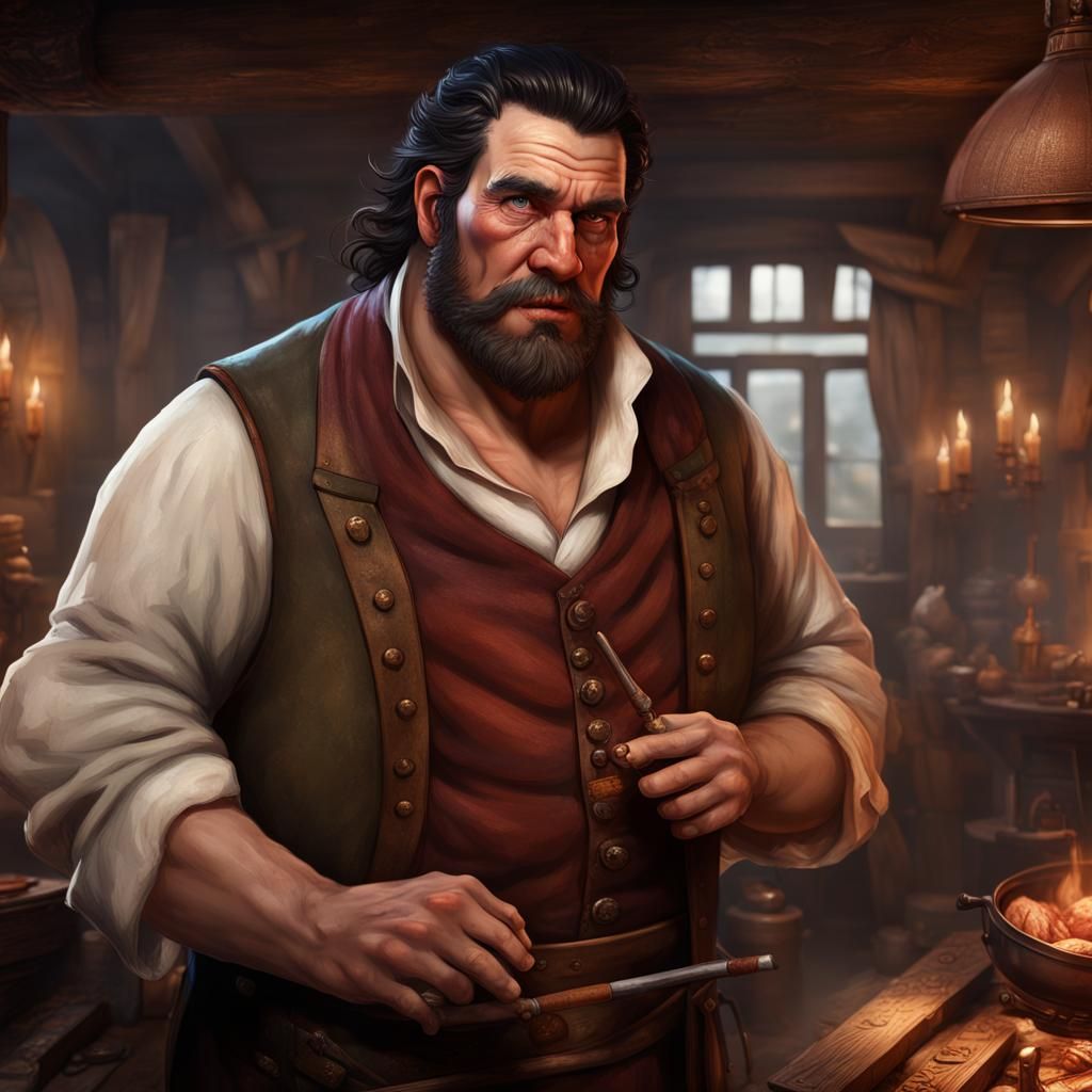 Fantasy Innkeeper with Cigar, Matte Painting