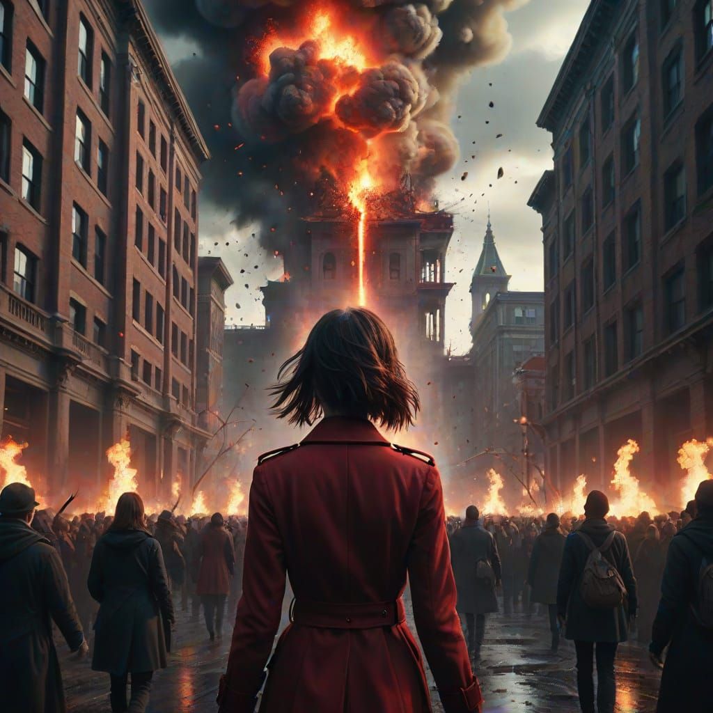 Woman in Crowd Watches Building Explode in Dramatic Digital ...