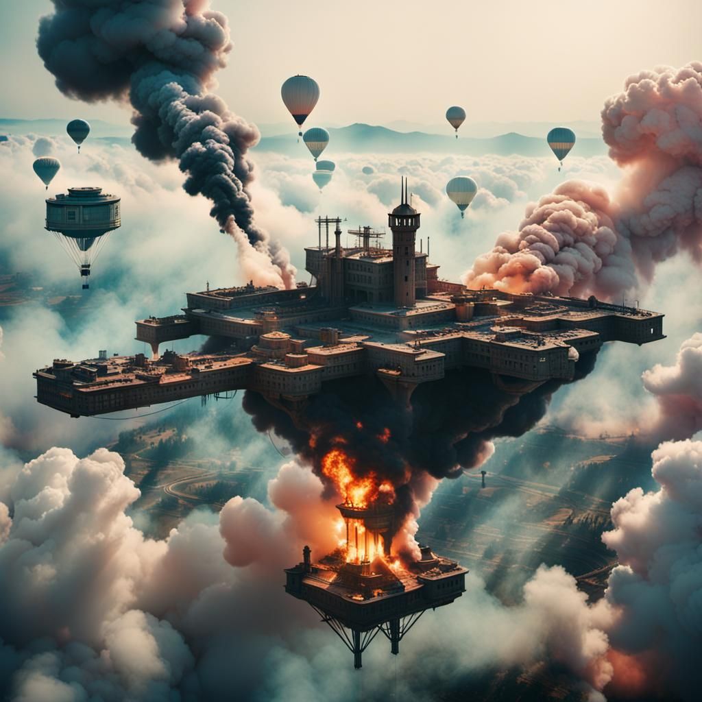 Floating Island Realm with Electric Wires