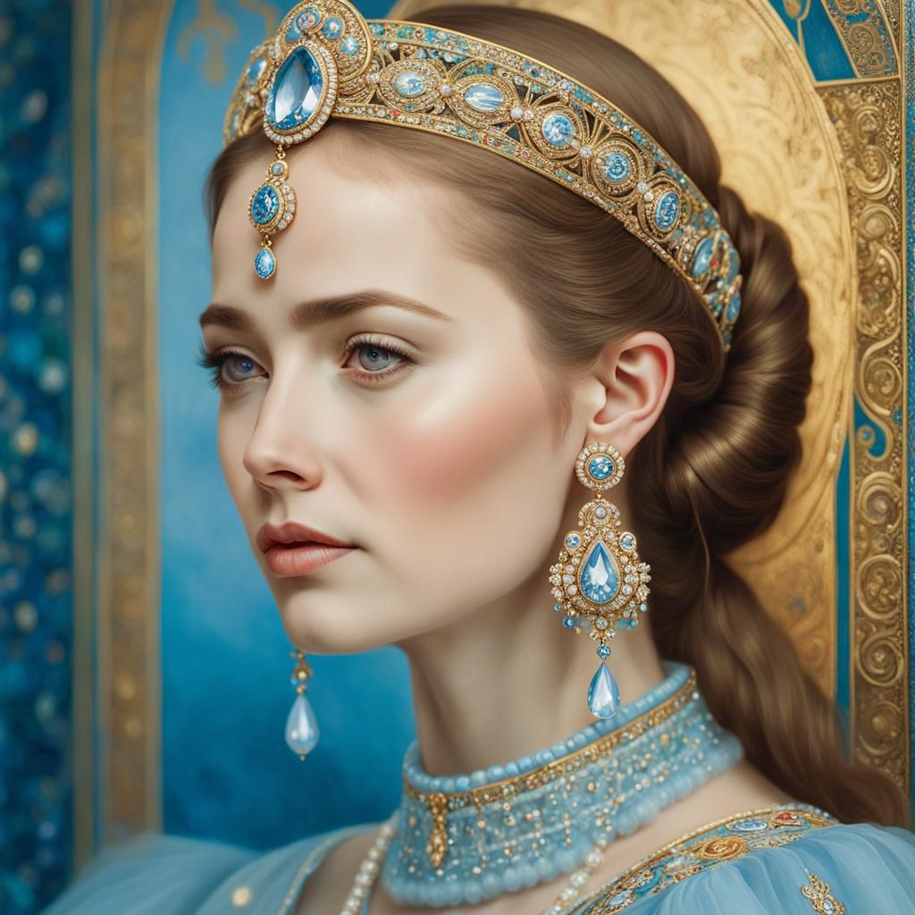 Russian Princess Portrait in Klimt Style