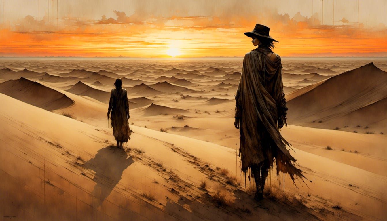 Hyperrealistic Desert Landscape at Dawn in Brown Hues