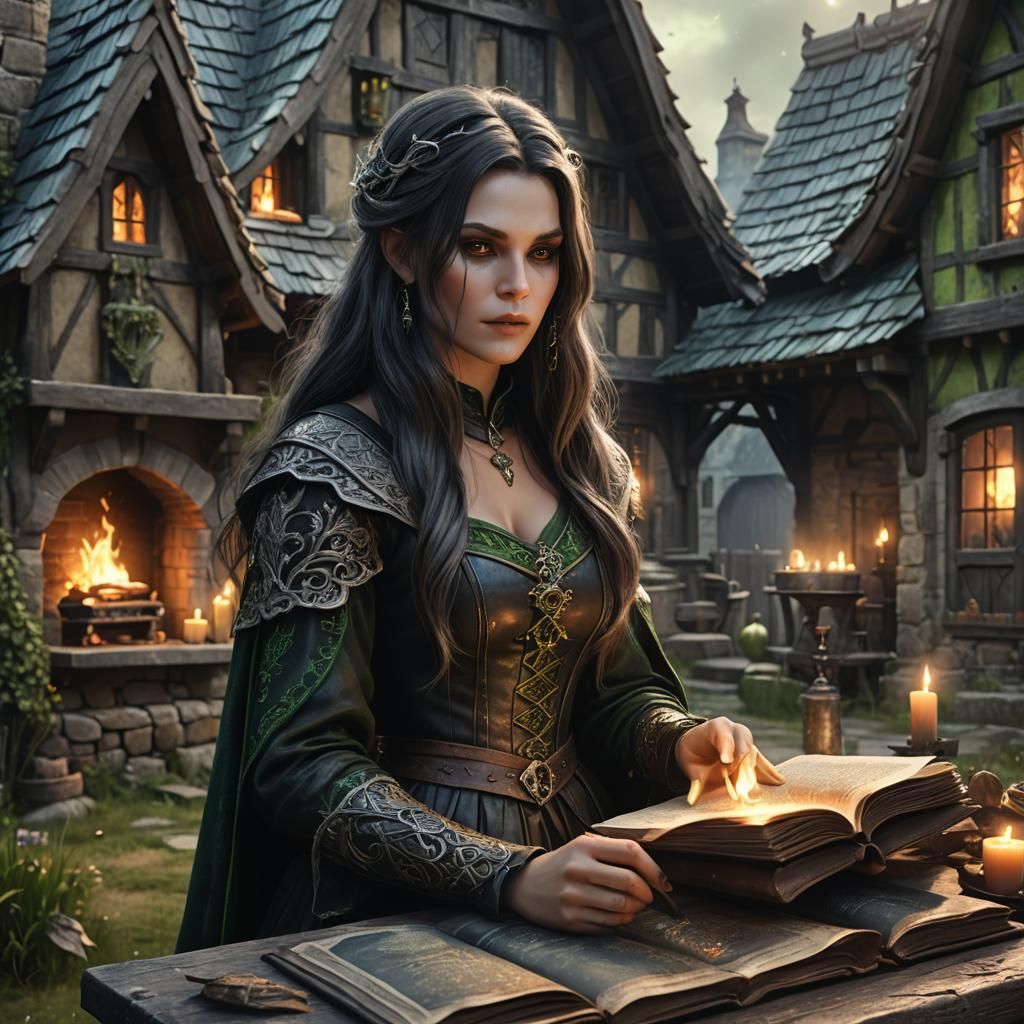 Dark Fantasy Witch Weaving Magic Spells