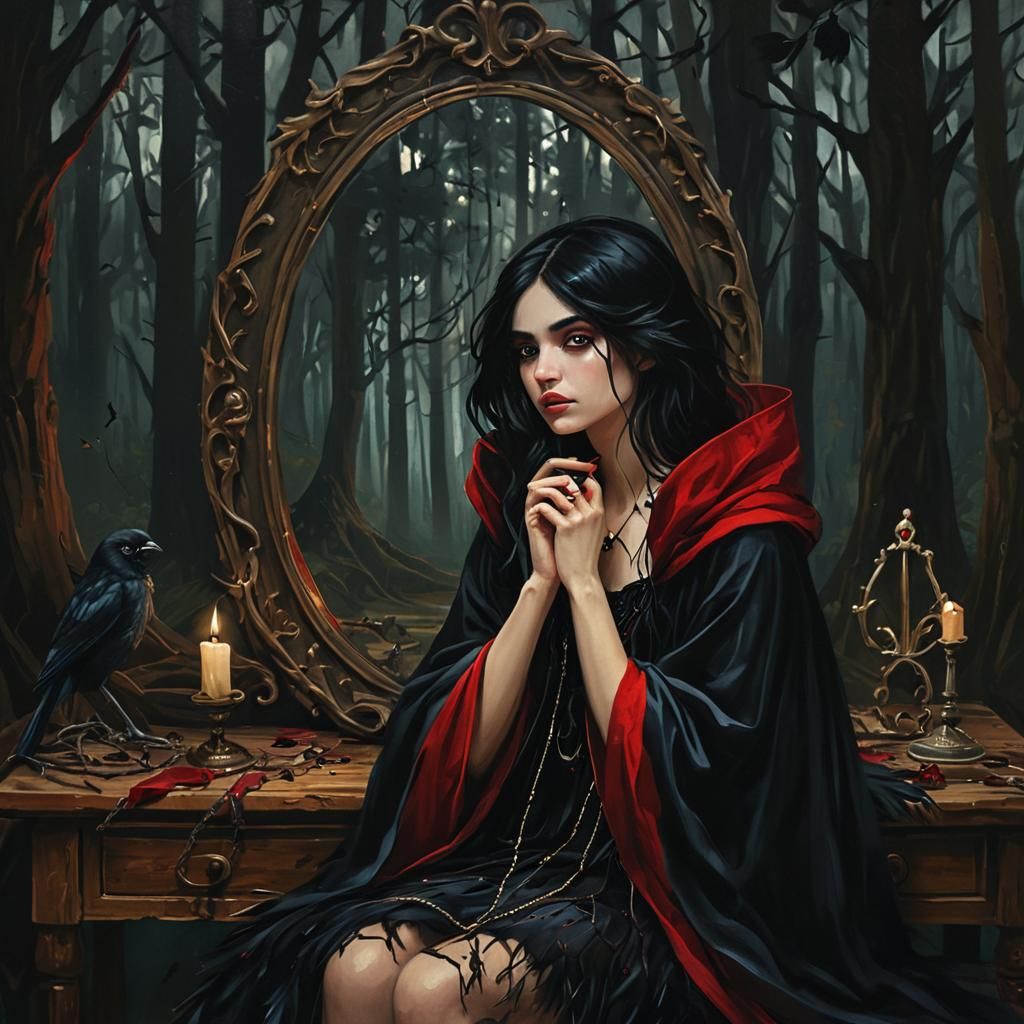 Melancholic Emo Girl Portrait in Gothic Fantasy Art