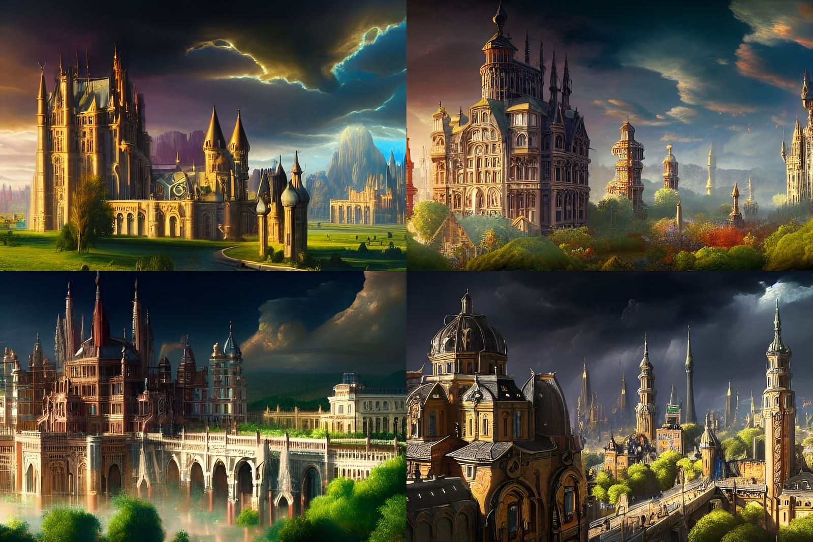 Intricate Stained Glass Cityscape in Digital Art