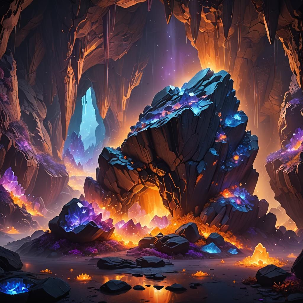 Glowing Crystals in a Mystical Cave
