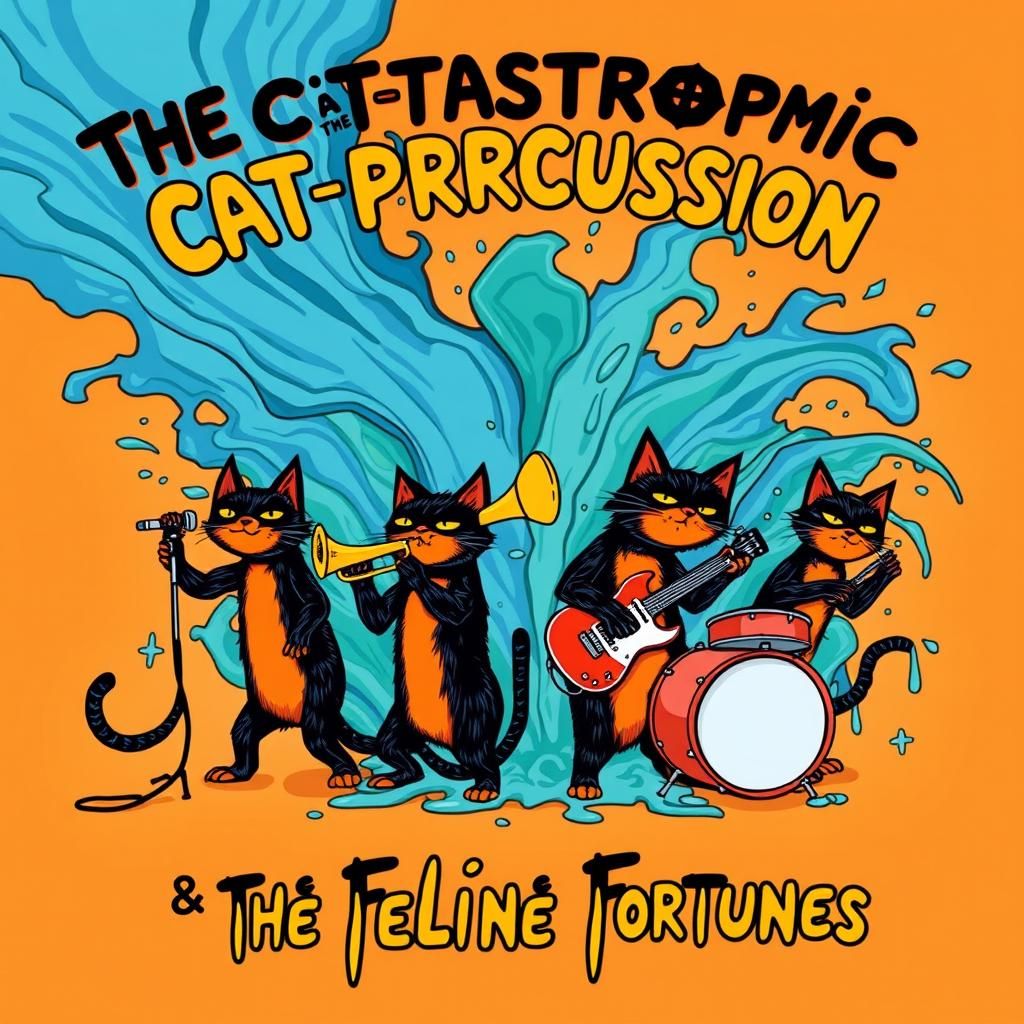 Cat Band Album Cover in Pop Art Style