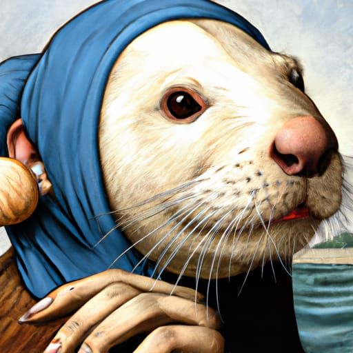 Sea Otter with Pearl Earring: Comic Book Art