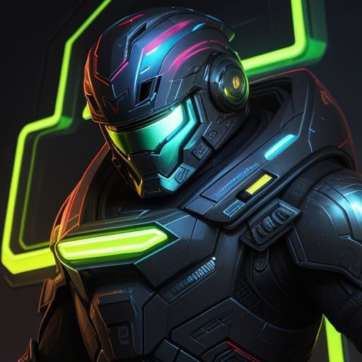 Sci-Fi Freelancer in Cyberpunk Armor: Digital Art