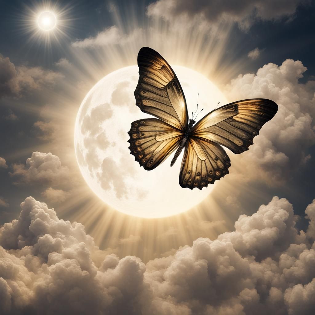 Dual Gold and Silver Butterfly in Celestial Light
