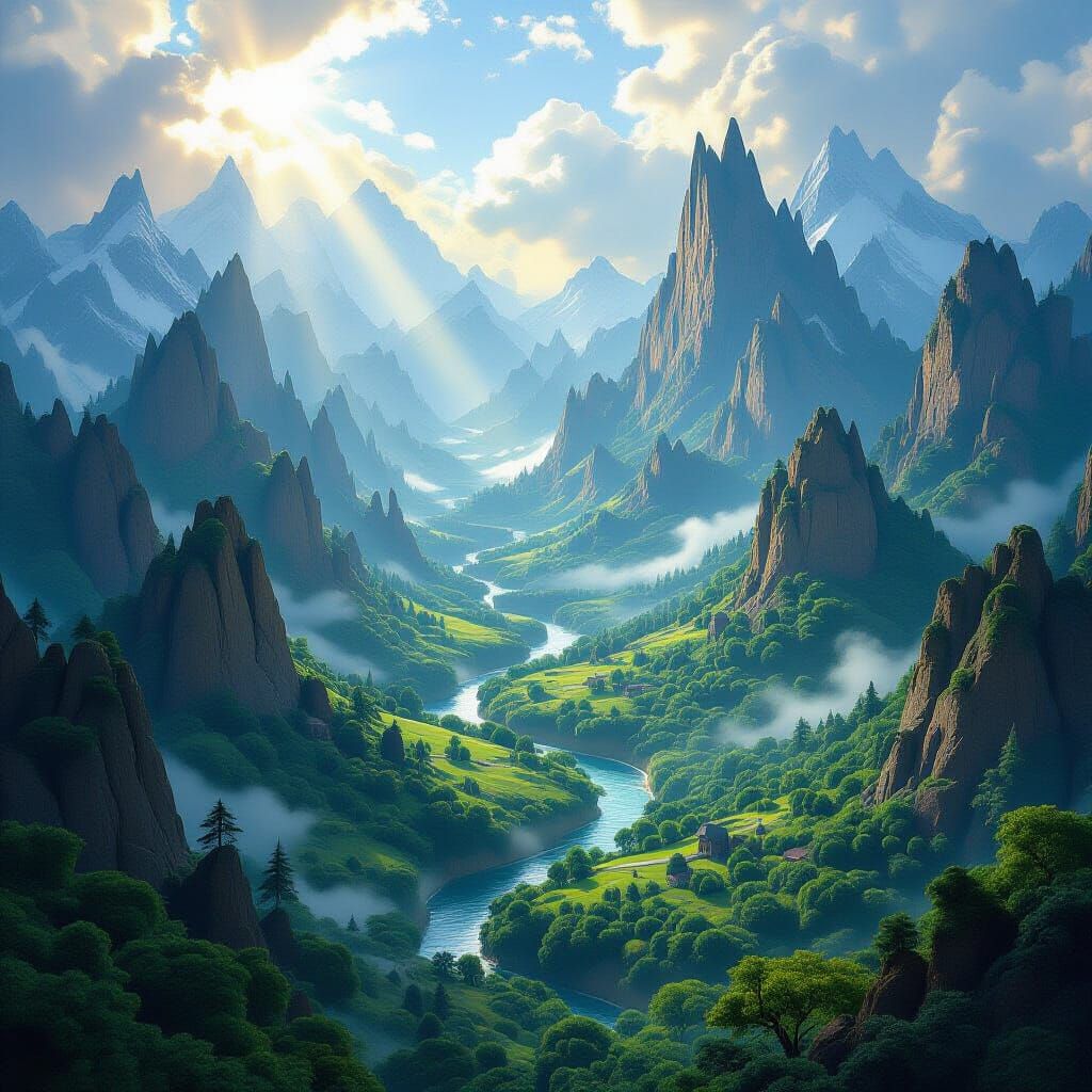 Fantasy Paper World Landscape Digital Matte Painting