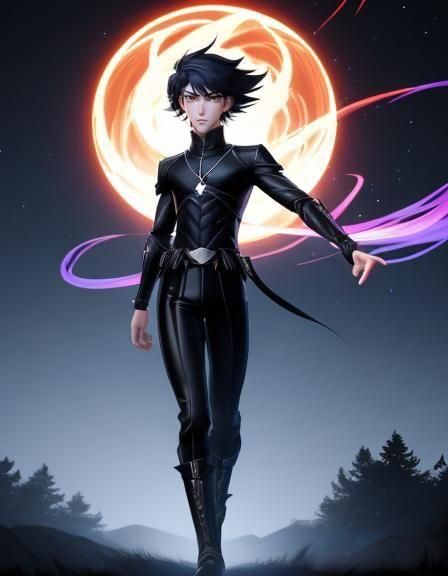 Night Forest: Androgynous Boy in Manga Style