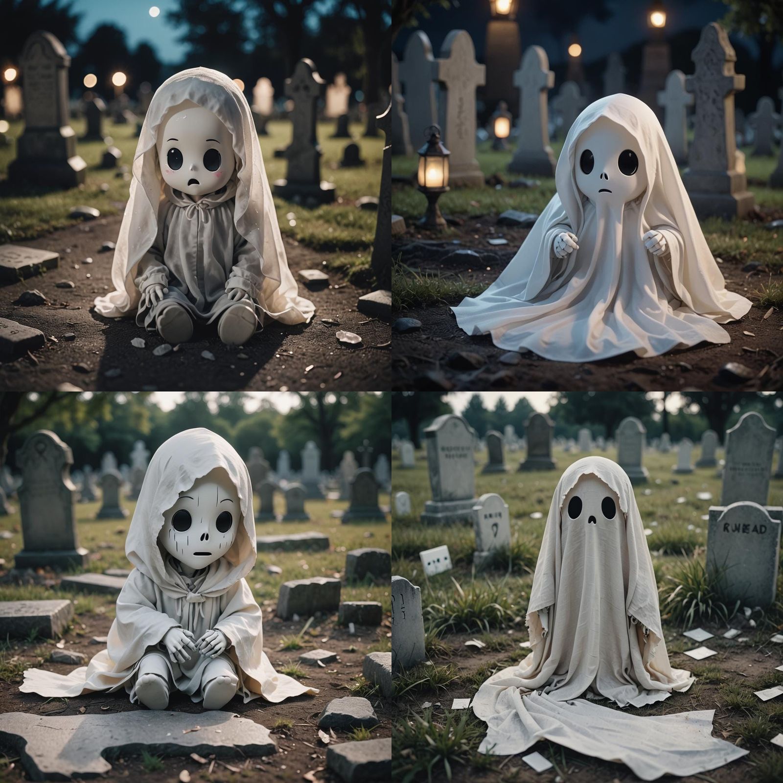 Chibi Ghost's Graveyard Ouchie: A Cinematic Still