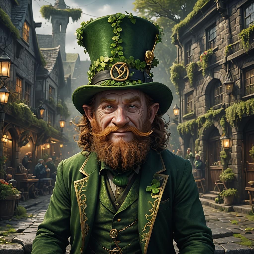 Detailed Portrait of Irish Leprechaun, Fantasy Concept Art